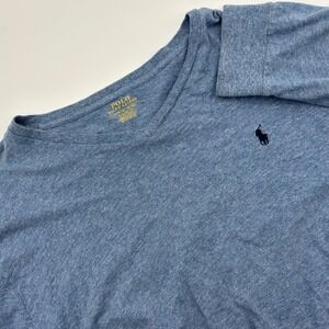 Polo Ralph Lauren‎ Mens Blue Classic Fit Long Sleeve V Neck T Shirt XL PONY Logo
